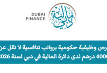 فرص وظيفية حكومية لدى الدائرة المالية في دبي لجميع الجنسيات من فئة الذكور والإناث