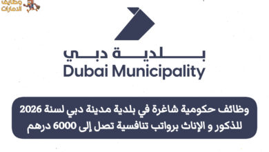 أعلنت بلدية دبي عن وظائف وفرص عمل حكومية شاغرة في مختلف التخصصات والمهن، حيث تستهدف المواطنين والوافدين من حملة البكالوريوس والثانوية العامة، مما يجعلها فرصة مميزة لشريحة واسعة من الباحثين عن عمل.